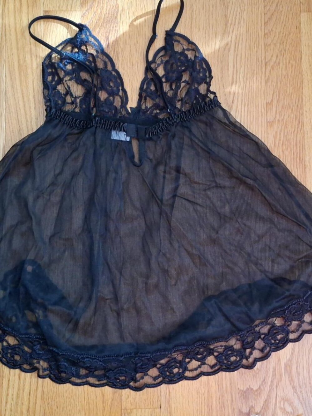 Frederick's of Hollywood sheer black babydoll, size S, excellent condition